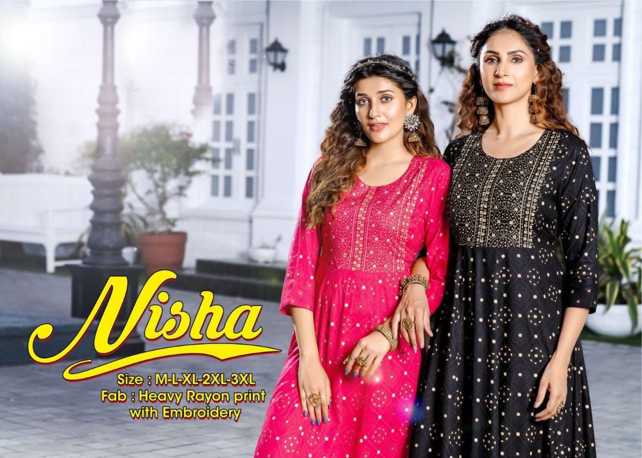 Golden Nisha New Festive Wear Rayon Printed Long Kurti Collection